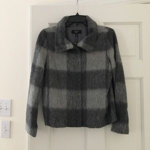 Talbots Petites Gray Wool Checkered Jacket